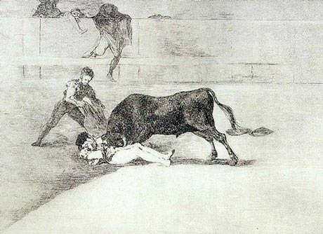 Uno de los grabados de Goya que forman parte de la exposición.