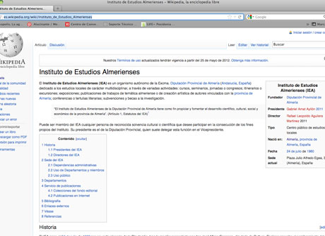 Imagen de la página en Wikipedia dedicada al IEA.