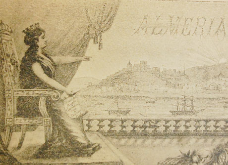Grabado de Isabel II en su visita a Almería