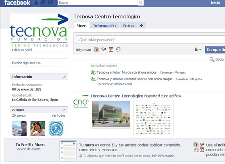 Imagen del perfil que Tecnova se ha creado en Facebook.