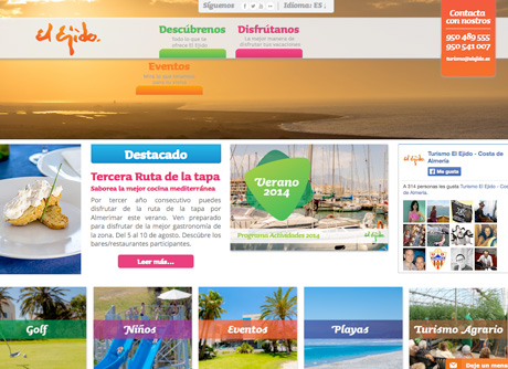 Aspecto del nuevo portal web de turismo de El Ejido.