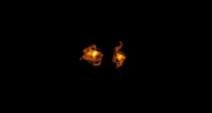 Estas dos galaxias colisionaron hace más once mil millones de años luz: una de ellas atraviesa a otra