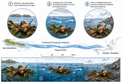 Los caracoles habrían llegado a la Antártida atravesando el océano sobre macroalgas