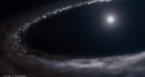 Descubren hielo de agua en escombros que orbitan una estrella similar al Sol a 155 años luz de la Tierra