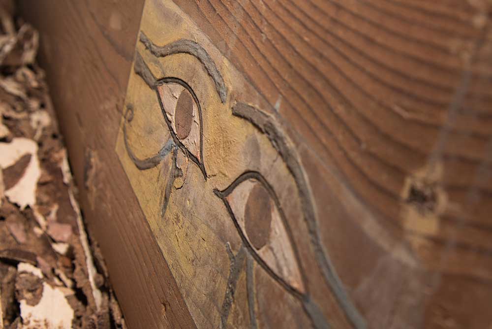 Detalle del arcón funerario aparecido en Asuán. 