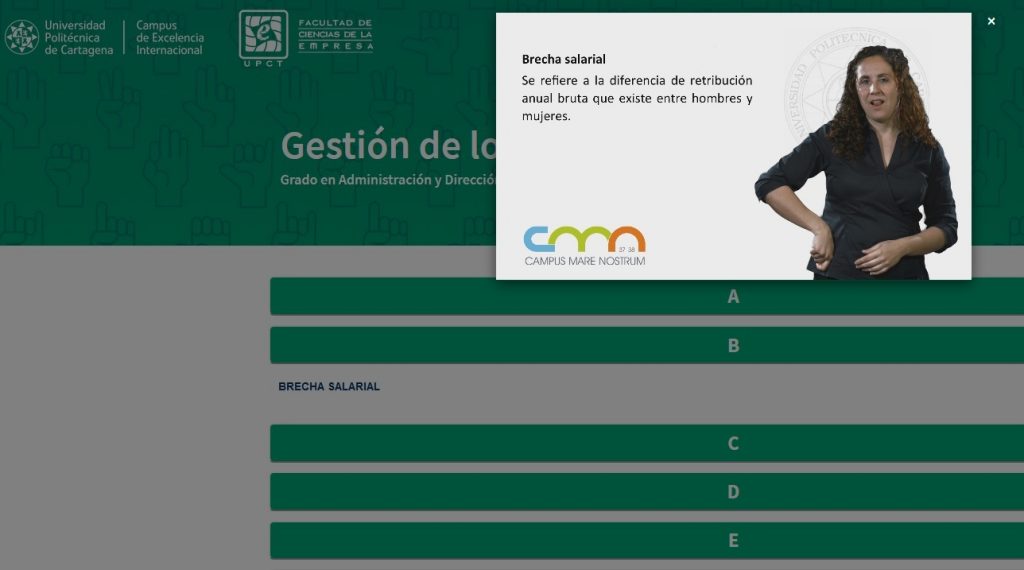 Crean en la UPCT un glosario de términos ADE en lengua de signos